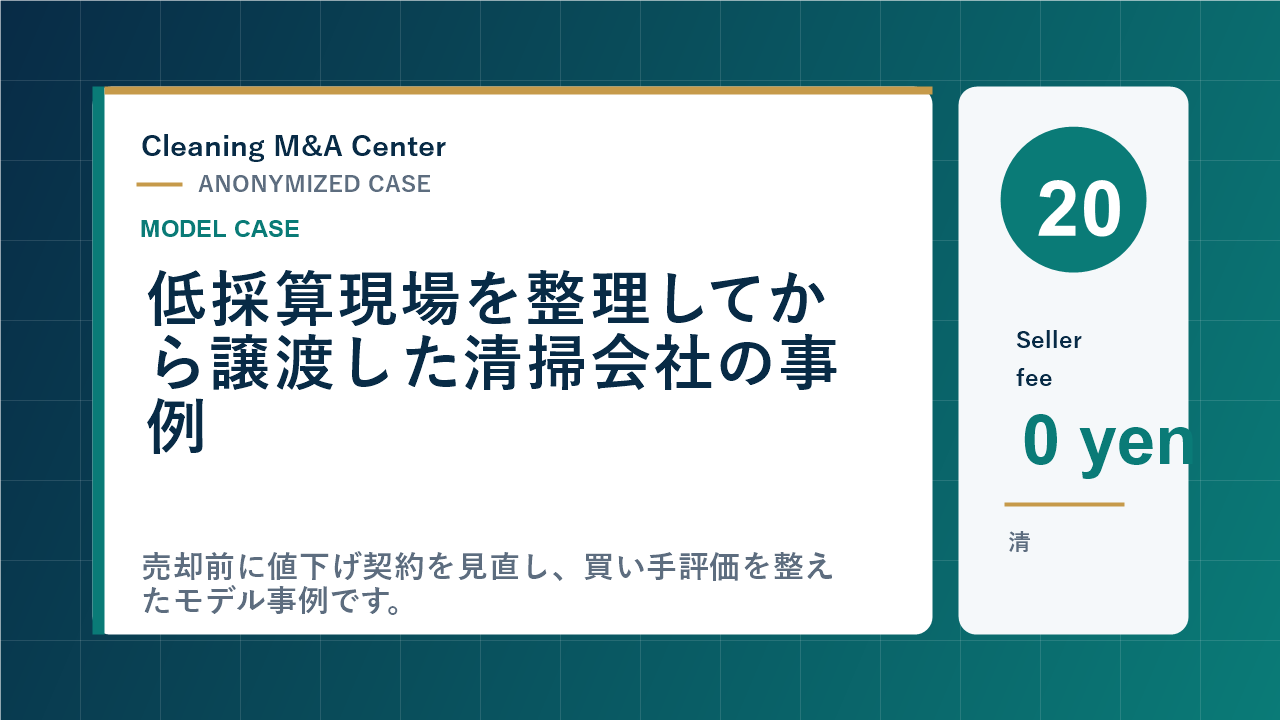 低採算現場を整理してから譲渡した清掃会社の事例のアイキャッチ画像