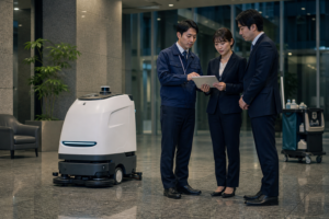 SmartBXの合弁M&Aと清掃DXを象徴する清掃スタッフ・床洗浄ロボット・清潔度データ